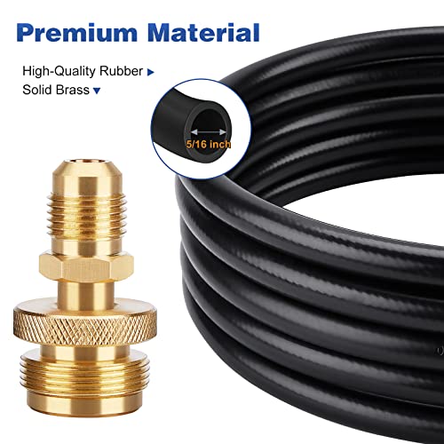 WADEO 12 FT Propane Quick Connect Hose for RV to Gas Grill, 1/4" Quick Connect Hose Converter Replacement for 1 LB Throwaway Bottle Connects 1 LB Portable Appliance to RV 1/4" Female Quick Disconnect