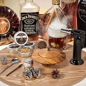 EAOAK Cocktail Smoker Kit with Torch-Whiskey Drink Smoker&4 Flavors Wood Chips-Old Fashioned Smoker Kit for Infuse Cocktail, Bourbon,Bar Smoker Set Gift for Men,Husband,Dad,Valentine's Day(No Butane)