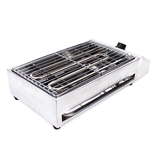 Commercial 1800W Electric Smokeless Barbecue Oven Grill for BBQ Equipment, with Adjustable Thermostatic Control 110V Stainless Steel Restaurant Grill,Grill Net Size 42.5x25.5cm