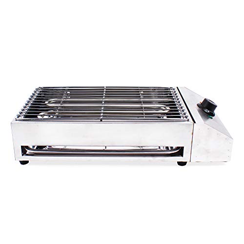 Commercial 1800W Electric Smokeless Barbecue Oven Grill for BBQ Equipment, with Adjustable Thermostatic Control 110V Stainless Steel Restaurant Grill,Grill Net Size 42.5x25.5cm