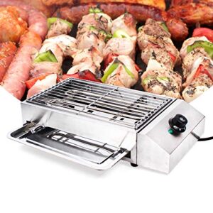 Commercial 1800W Electric Smokeless Barbecue Oven Grill for BBQ Equipment, with Adjustable Thermostatic Control 110V Stainless Steel Restaurant Grill,Grill Net Size 42.5x25.5cm