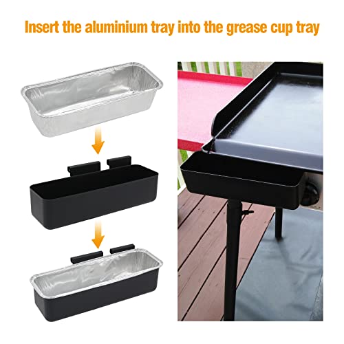 LS'BABQ Grease Cup Catcher Holder with 10-Pack Disposable Foil Grill Drip Pans,BBQ Accessories for Camp Chef SG14 SG30 SG60 SG90 SG100 Professional Griddle