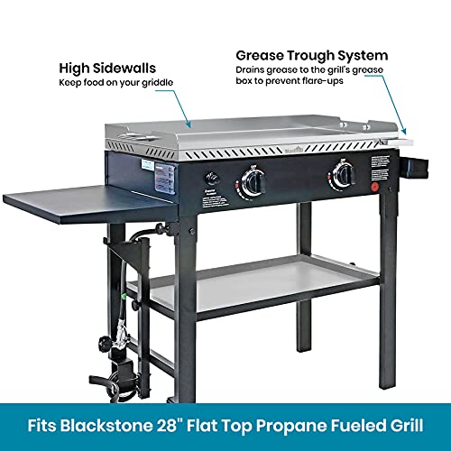 Stanbroil Stainless Steel Flat Top Gas Grill Griddle for Blackstone 2 Burner Propane Fueled Grill Front Grease Management System - 28 Inches