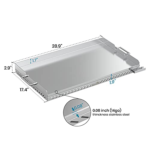 Stanbroil Stainless Steel Flat Top Gas Grill Griddle for Blackstone 2 Burner Propane Fueled Grill Front Grease Management System - 28 Inches