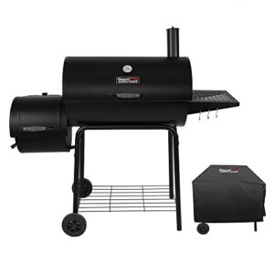 royal gourmet cc1830rc 30 barrel charcoal grill with offset, 811 square inches smoker with cover for outdoor garden, patio, and backyard cooking, black