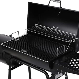 Royal Gourmet CC1830RC 30 Barrel Charcoal Grill with Offset, 811 Square Inches Smoker with Cover for Outdoor Garden, Patio, and Backyard Cooking, Black