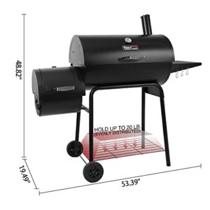 Royal Gourmet CC1830RC 30 Barrel Charcoal Grill with Offset, 811 Square Inches Smoker with Cover for Outdoor Garden, Patio, and Backyard Cooking, Black