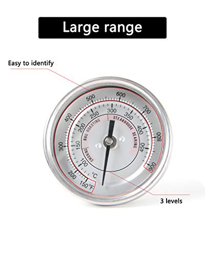 BBQ Grill Thermometer for Kamado Joe Barbecue Charcoal Grill 3 1/4" Inch Waterproof Large Surface Stainless Steel 150°F-900°F Wide Range Cooking Thermometer