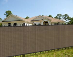 coarbor 11’x3′ privacy fence screen cover mesh blocker with brass grommets 180gsm heavy duty fencing for outdoor back yard patio and deck backyard garden blocking neighbor brown-customized