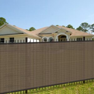COARBOR 11'x3' Privacy Fence Screen Cover Mesh Blocker with Brass Grommets 180GSM Heavy Duty Fencing for Outdoor Back Yard Patio and Deck Backyard Garden Blocking Neighbor Brown-Customized