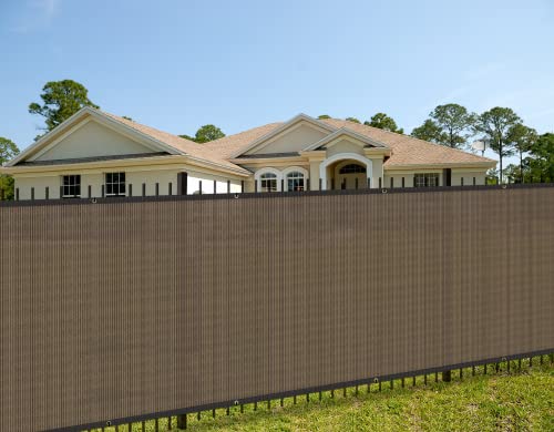 COARBOR 11'x3' Privacy Fence Screen Cover Mesh Blocker with Brass Grommets 180GSM Heavy Duty Fencing for Outdoor Back Yard Patio and Deck Backyard Garden Blocking Neighbor Brown-Customized