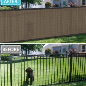 COARBOR 11'x3' Privacy Fence Screen Cover Mesh Blocker with Brass Grommets 180GSM Heavy Duty Fencing for Outdoor Back Yard Patio and Deck Backyard Garden Blocking Neighbor Brown-Customized