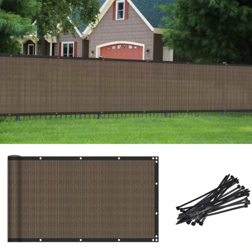 COARBOR 11'x3' Privacy Fence Screen Cover Mesh Blocker with Brass Grommets 180GSM Heavy Duty Fencing for Outdoor Back Yard Patio and Deck Backyard Garden Blocking Neighbor Brown-Customized