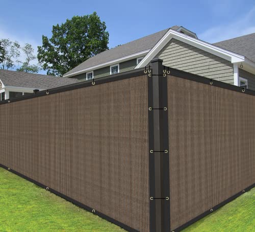 COARBOR 14'x62' Privacy Fence Screen Cover Mesh Blocker with Brass Grommets 180GSM Heavy Duty Fencing for Outdoor Back Yard Patio and Deck Backyard Garden Blocking Neighbor Brown-Customized