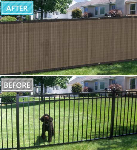 COARBOR 14'x62' Privacy Fence Screen Cover Mesh Blocker with Brass Grommets 180GSM Heavy Duty Fencing for Outdoor Back Yard Patio and Deck Backyard Garden Blocking Neighbor Brown-Customized