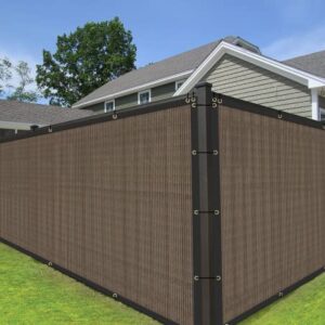 COARBOR 9'x123' Privacy Fence Screen Cover Mesh Blocker with Brass Grommets 180GSM Heavy Duty Fencing for Outdoor Back Yard Patio and Deck Backyard Garden Blocking Neighbor Brown-Customized