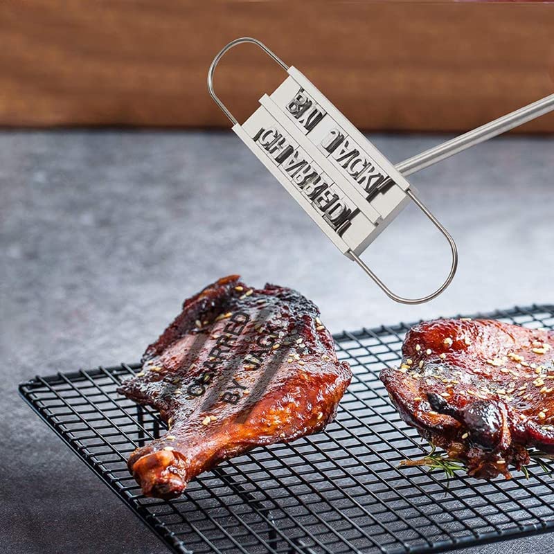 TBESTOACC BBQ Meat Branding Iron with Changeable Letters Steak, Branding Irons, Personalized Barbecue Names Press Tool for BBQ Gifts