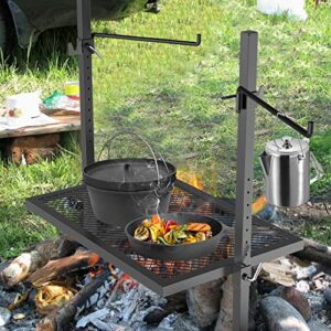 only fire Adjustable Grill Rotisserie System and Spit, Over Fire Camp Grill with Cooking Grate for Outdoor Open Flame Cooking