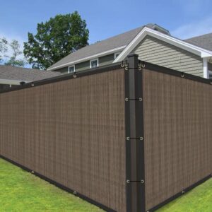 COARBOR 15'x31' Privacy Fence Screen Cover Mesh Blocker with Brass Grommets 180GSM Heavy Duty Fencing for Outdoor Back Yard Patio and Deck Backyard Garden Blocking Neighbor Brown-Customized