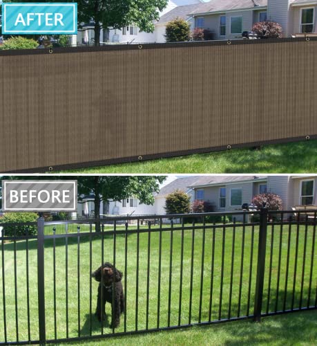 COARBOR 15'x31' Privacy Fence Screen Cover Mesh Blocker with Brass Grommets 180GSM Heavy Duty Fencing for Outdoor Back Yard Patio and Deck Backyard Garden Blocking Neighbor Brown-Customized