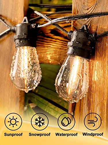 addlon 100FT(2-Pack*50FT) LED Outdoor String Lights with 30 Edison Vintage Shatterproof Bulbs, Commercial Grade Patio Lights, IP65 Waterproof for Balcony, Backyard and Garden, Warm White