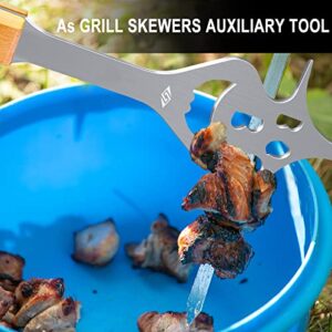 BBQ Grill Accessories for Gas Grill Charcoal Grill, 6 in 1 Grill Tools for Outdoor Barbecue Grill, 14 Inch Grill Utensils, Unique Gill Fork, Dad Gifts, Gifts for Men, Dad, Husband