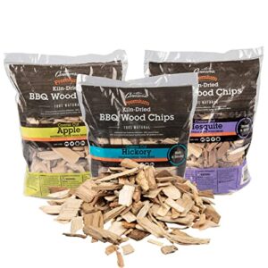 camerons products wood smoker chips 3 pack~ 2 lb. bag, 260 cu. in. – apple, hickory, mesquite, 100% natural, fine wood smoking and barbecue chips…