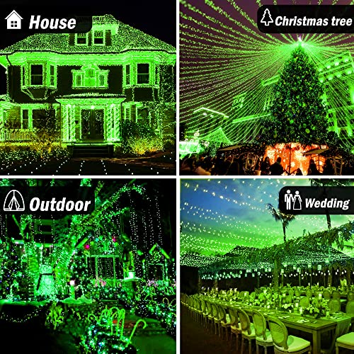 Outdoor Christmas 500LEDs String Lights,197FT Christmas Fairy Light with 8 Lighting Modes & Timer Waterproof for Home Garden Yard Xmas Wedding Party Holidays Festival Decoration-Green