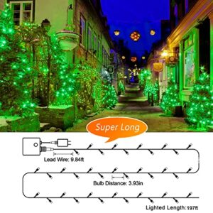 Outdoor Christmas 500LEDs String Lights,197FT Christmas Fairy Light with 8 Lighting Modes & Timer Waterproof for Home Garden Yard Xmas Wedding Party Holidays Festival Decoration-Green