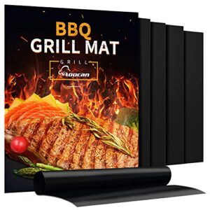 aoocan grill mat – set of 5 heavy duty grill mats non stick, bbq outdoor grill & baking mats – reusable, easy to clean barbecue grilling accessories – work on gas charcoal electric – extended warranty