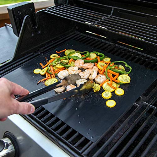 Aoocan Grill Mat - Set of 5 Heavy Duty Grill Mats Non Stick, BBQ Outdoor Grill & Baking Mats - Reusable, Easy to Clean Barbecue Grilling Accessories - Work on Gas Charcoal Electric - Extended Warranty