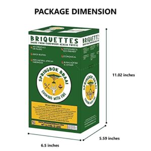 Springbok Braai Best Charcoal Briquettes for Grilling - All Natural Hardwood Briquettes Charcoal for Smoker, Outdoor BBQ Grill - High Heat, Long Lasting, Economical, Sustainable Acacia Wood,1x5 lb Box