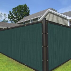 COARBOR 9'x44' Vinyl Coated Polyester (PVC) Mesh Privacy Fence Screen Fencing for Back Yard Deck Patio Garden Blocker Barrier 80% Blockage with Gommets on Edges 280GSM -Green