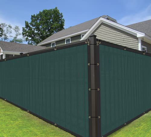 COARBOR 9'x44' Vinyl Coated Polyester (PVC) Mesh Privacy Fence Screen Fencing for Back Yard Deck Patio Garden Blocker Barrier 80% Blockage with Gommets on Edges 280GSM -Green