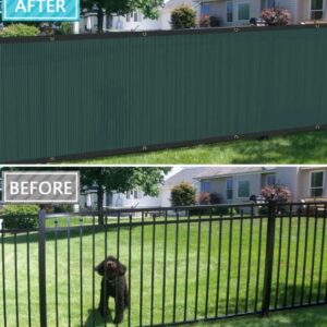 COARBOR 9'x44' Vinyl Coated Polyester (PVC) Mesh Privacy Fence Screen Fencing for Back Yard Deck Patio Garden Blocker Barrier 80% Blockage with Gommets on Edges 280GSM -Green