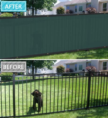 COARBOR 9'x44' Vinyl Coated Polyester (PVC) Mesh Privacy Fence Screen Fencing for Back Yard Deck Patio Garden Blocker Barrier 80% Blockage with Gommets on Edges 280GSM -Green