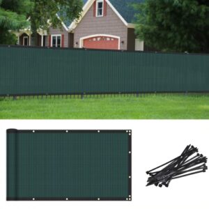 COARBOR 9'x44' Vinyl Coated Polyester (PVC) Mesh Privacy Fence Screen Fencing for Back Yard Deck Patio Garden Blocker Barrier 80% Blockage with Gommets on Edges 280GSM -Green