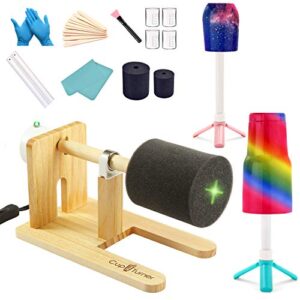 cup turner for crafts tumbler cup spinner machine kit,wood cuptisserie turner diy glitter epoxy tumblers with silent ul motor safety switch 2 foams accessories (simple)