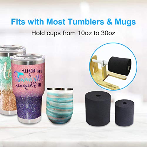 Cup Turner for Crafts Tumbler Cup Spinner Machine Kit,Wood Cuptisserie Turner DIY Glitter Epoxy Tumblers with Silent UL Motor Safety Switch 2 Foams Accessories (Simple)