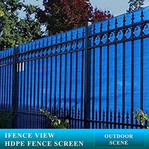 Ifenceview 4'x8' Blue Shade Cloth/Fence Privacy Screen Fabric Mesh Net for Construction Site, Yard, Driveway, Garden, Railing, Canopy, Awning 160 GSM UV Protection