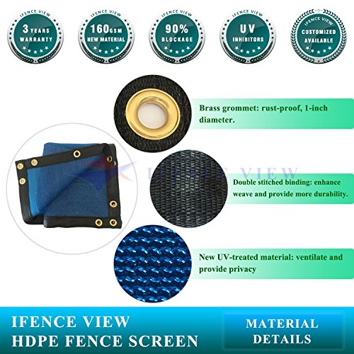 Ifenceview 4'x8' Blue Shade Cloth/Fence Privacy Screen Fabric Mesh Net for Construction Site, Yard, Driveway, Garden, Railing, Canopy, Awning 160 GSM UV Protection