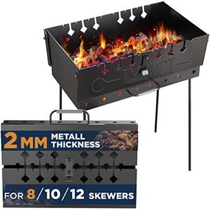 charcoal grill for 8 skewers – portable barbecue 16.9″×11.8″×23.6″ kabob camp grills – foldable metal mangal – kebab shish – bbq for edc picnic outdoor cooking camping hiking