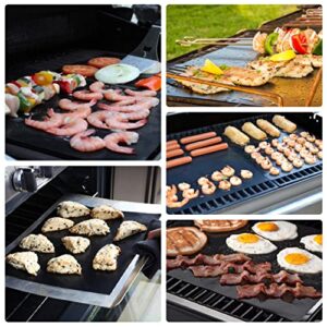 Grill Mat Set of 8-100% Non-Stick BBQ Grill Mats,Best BBQ Grill Mat-PTFE Teflon Baking sheets-Reusable and Dishwasher safe - Easy Clean & Easy Use on Gas,Charcoal,Electric Grill (8PCS 40X33)