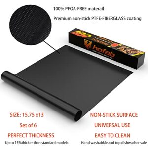 hofab Grill Mats for Outdoor Grill, Set of 6 Nonstick Grill Mat Reusable and Easy to Clean - Works on Gas, Charcoal, Electric Grill 15.75"x13"