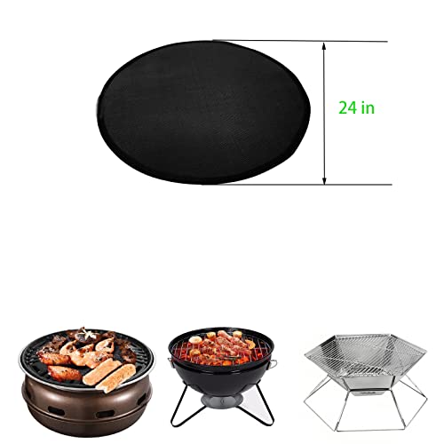 YWWQYBYQ 24" Fire Pit Mat,Round Grill Mat for Outdoor Grill Deck Protector, Double-Sided Fireproof BBQ Grill Mat, Oil-Proof Waterproof Under Grill Mat Black