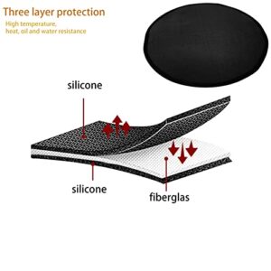 YWWQYBYQ 24" Fire Pit Mat,Round Grill Mat for Outdoor Grill Deck Protector, Double-Sided Fireproof BBQ Grill Mat, Oil-Proof Waterproof Under Grill Mat Black