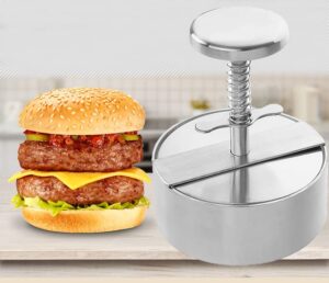 anquipet burger press, stainless steel adjustable hamburger press patty maker, non-stick smash burger mold for griddle, ideal for beef veggie burger bbq barbecue grill