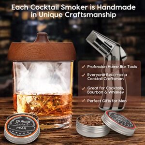 Cocktail Smoker Kit with Torch, Old Fashioned Chimney Drink Smoker, with 6 Flavors of Wood Smoker Chips, for Cocktails, Whiskey & Bourbon, Ideal Gifts for Men, Boyfriend, Husband, and Dad (BLACK)