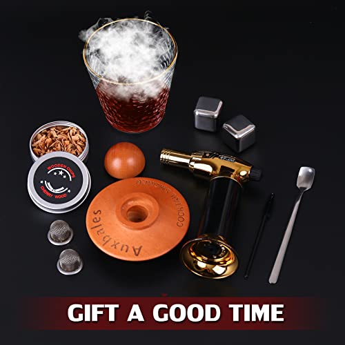 Cocktail Smoker Kit with Torch, Bourbon Whiskey Smoker Infuser Kit with 4 Flavors Wood Chips, Old Fashioned Drink Smoker Kit, Birthday Bourbon Whiskey Gifts for Men, Dad, Husband (Without Butane)
