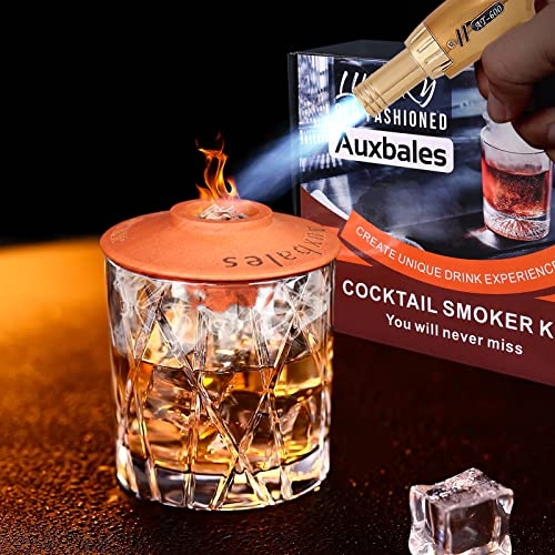 Cocktail Smoker Kit with Torch, Bourbon Whiskey Smoker Infuser Kit with 4 Flavors Wood Chips, Old Fashioned Drink Smoker Kit, Birthday Bourbon Whiskey Gifts for Men, Dad, Husband (Without Butane)